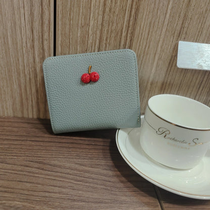 Women's Slim Genuine Leather Wallet – Sweet Cherry Rivet Card Holder