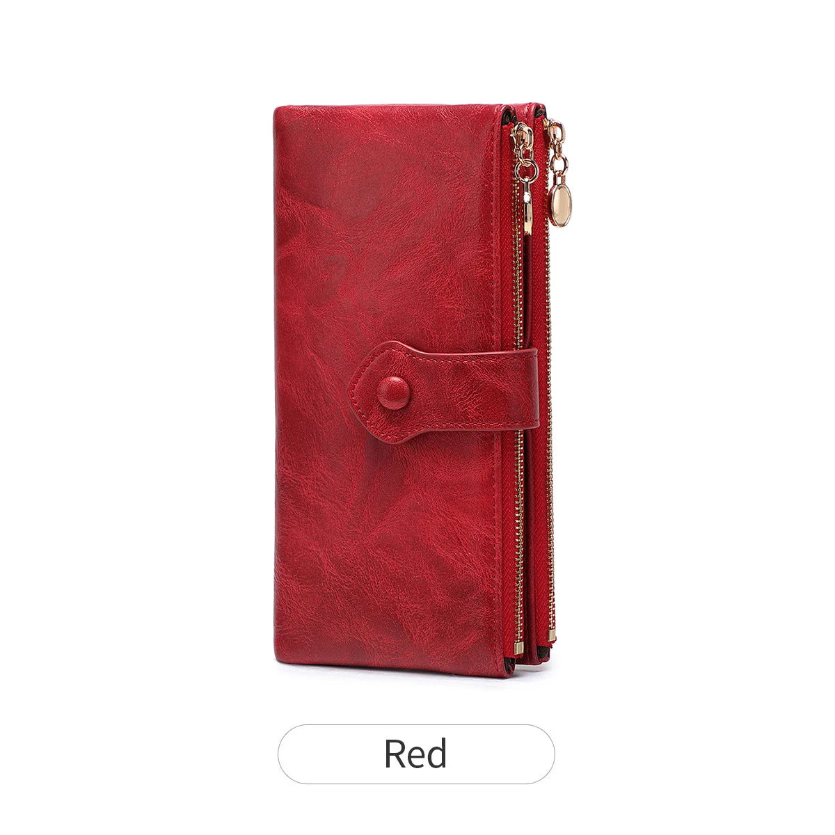 Women's Vintage Double Zip Long Wallet PU Leather Large Capacity