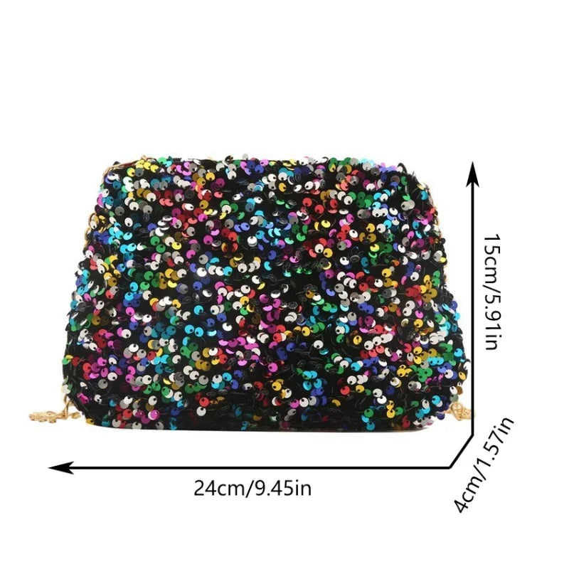 Sequin Chain Crossbody Bag – Women's Evening Clutch Purse