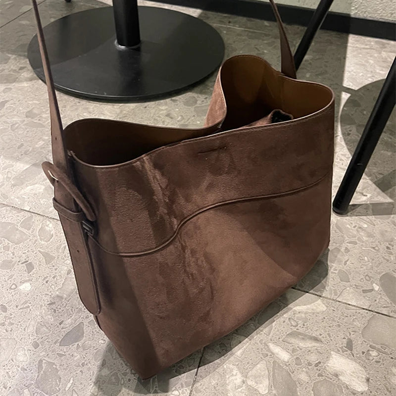 Women's Luxury Suede Tote Bag – Large Crossbody Handbag