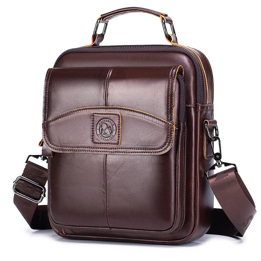 Men's Leather Business Crossbody Bag – Large Capacity Shoulder Bag