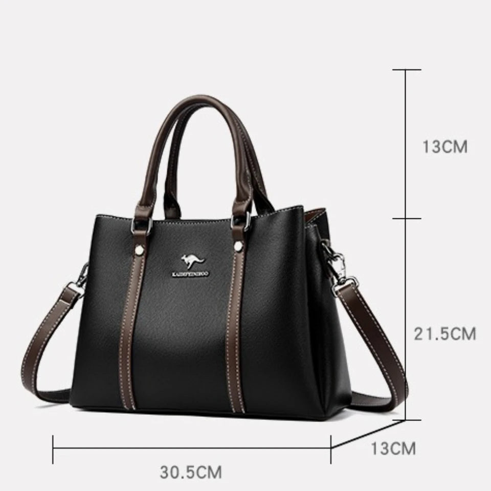Leather Handbag for Women – Multi-Pocket Crossbody Tote