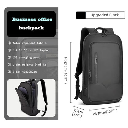 Slim Laptop Backpack for Men – 15.6" Waterproof Business Bag with USB Charging