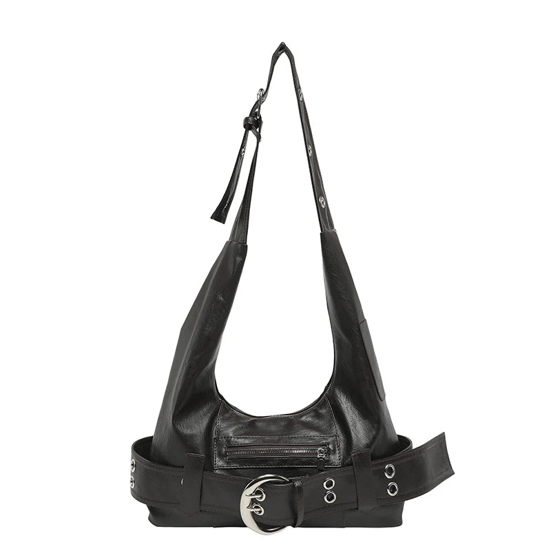 Large Capacity PU Leather Hobo Bag for Women – Buckle Shoulder Bag