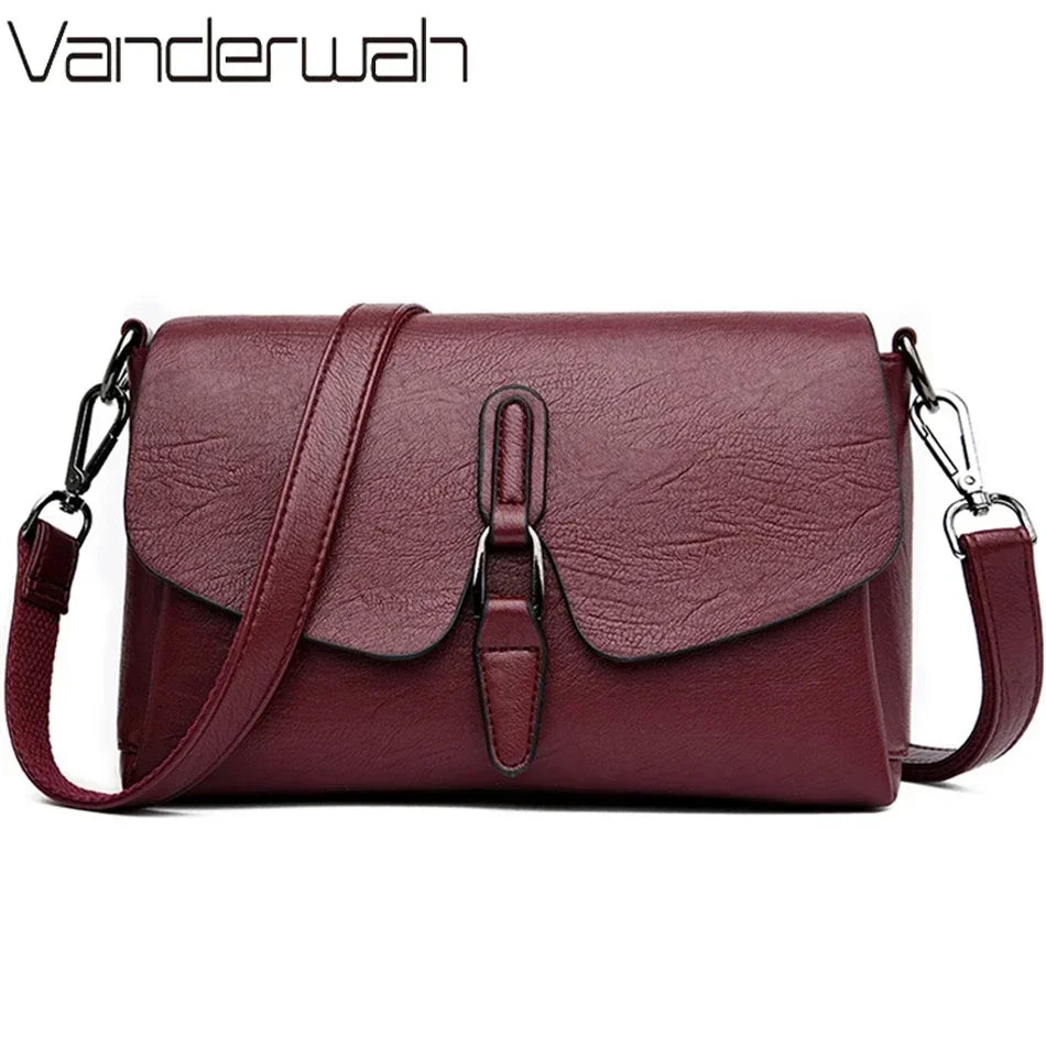 3-Layer Leather Crossbody Shoulder Bag for Women – Luxury Designer Handbag