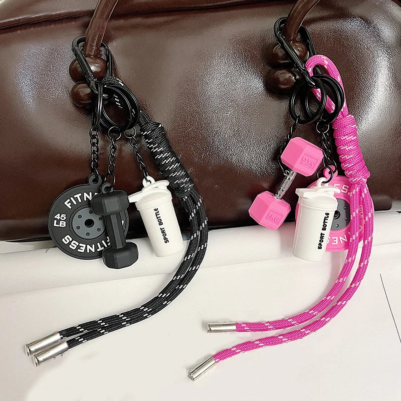 Mini Dumbbell Fitness Keychain with Nylon Rope