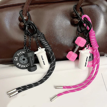 Mini Dumbbell Fitness Keychain with Nylon Rope