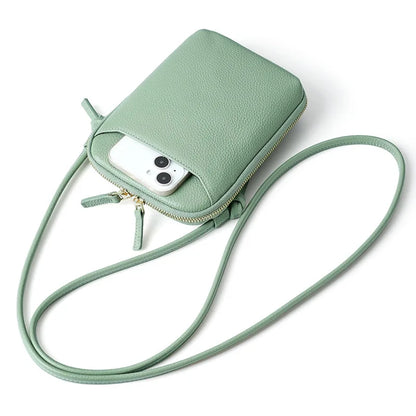 Genuine Leather Crossbody Bag for Women – Zipper Phone Purse