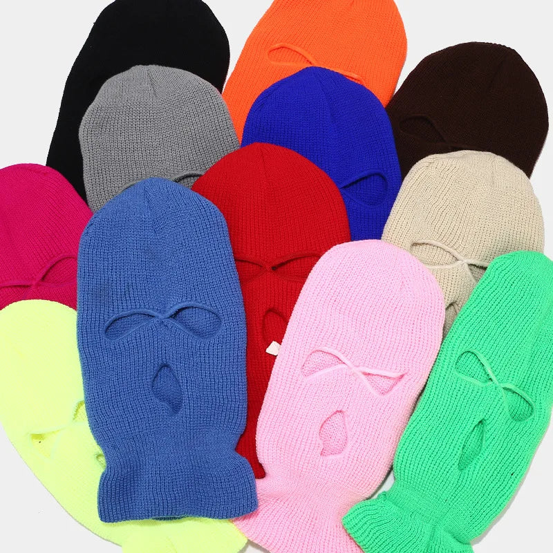 3-Hole Balaclava Ski Mask – Full Face Cover Knit Beanie for Winter & Tactical Use