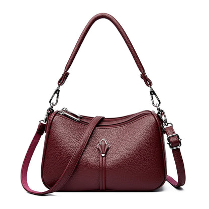 Leather Crossbody Shoulder Bag for Women – Dual-Zip Purse