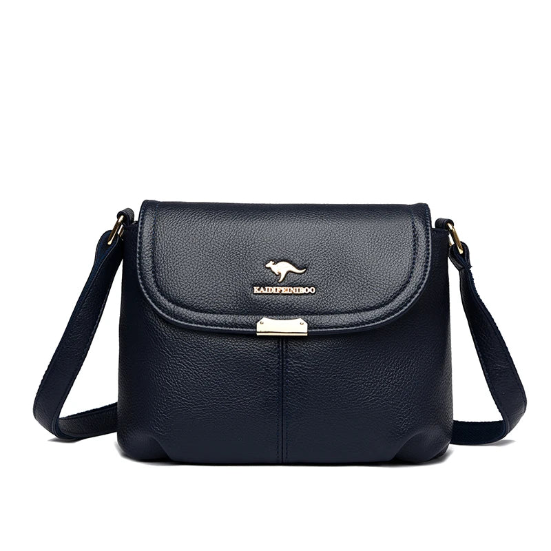 Leather Crossbody Shoulder Bag for Women – Soft Flap Handbag