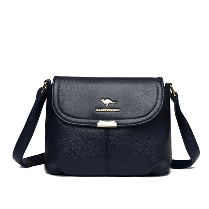 Leather Crossbody Shoulder Bag for Women – Soft Flap Handbag