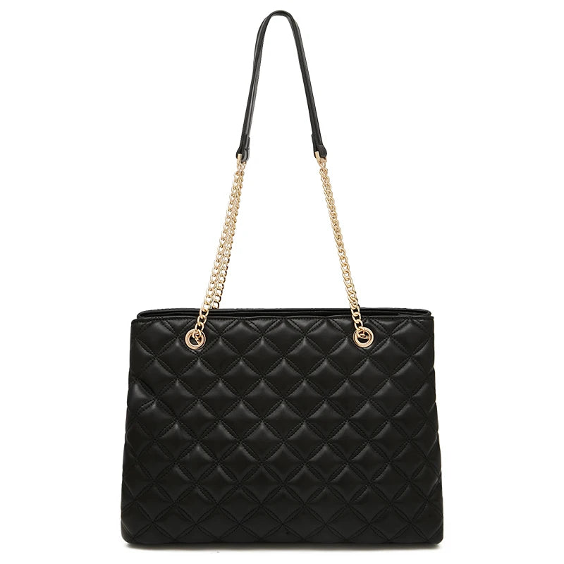 FOXER Women Fashion Quilted Shoulder Bag Female Classic Underarm Bag Vintage Lady Simple Tote Bags Chrismas Gift