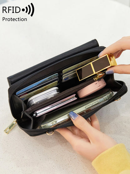 Touchscreen Crossbody Phone Wallet for Women – Zipper Purse with Clear Window