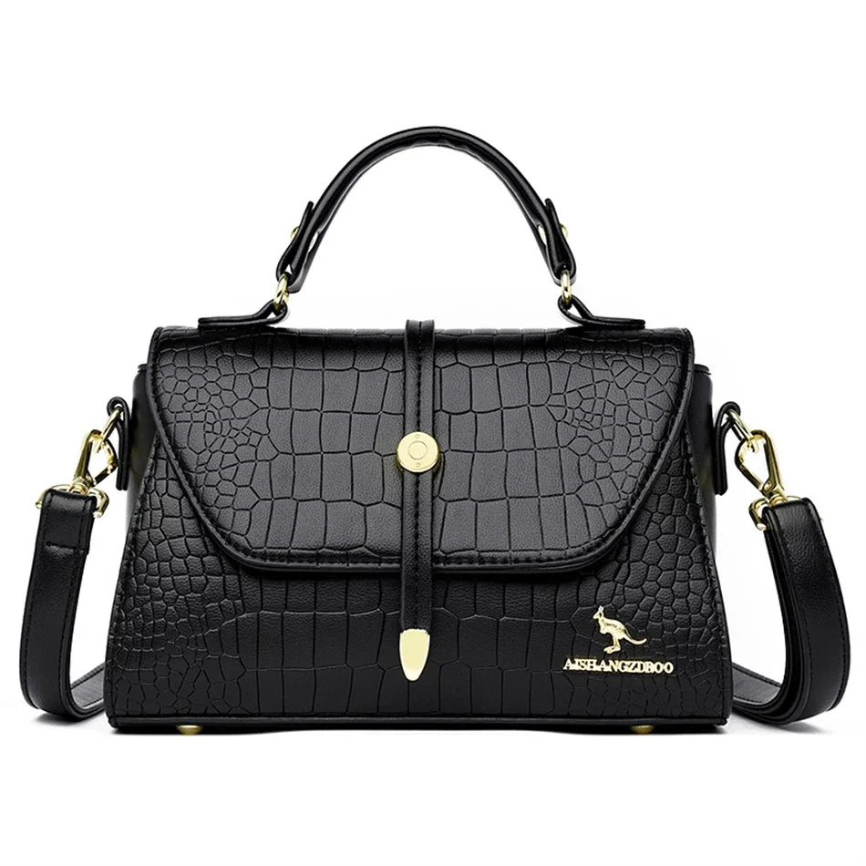 Crocodile Pattern Leather Crossbody Bag for Women