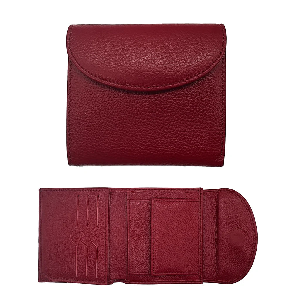 Women's Genuine Leather Short Wallet – Flap Closure with Card Holders