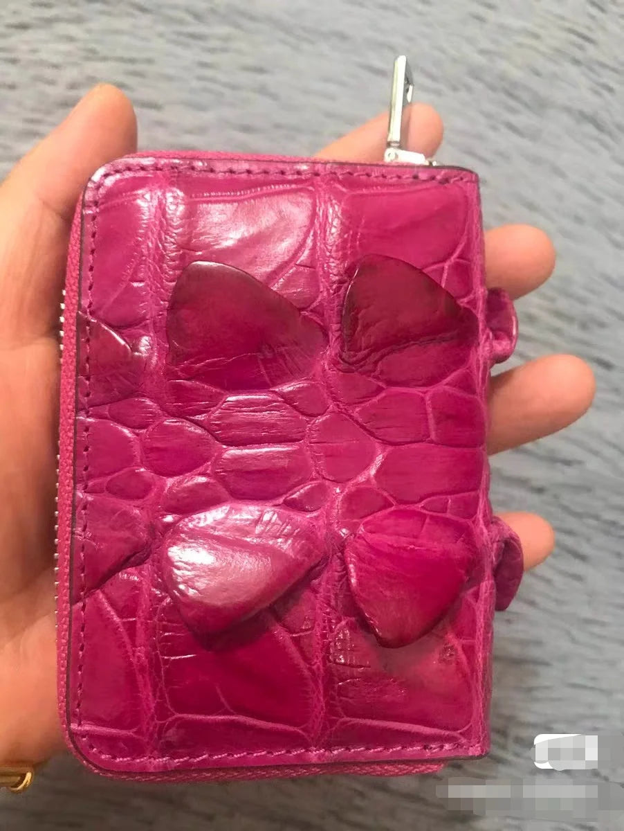 Genuine Crocodile Leather Multi-Slot Card Wallet for Women
