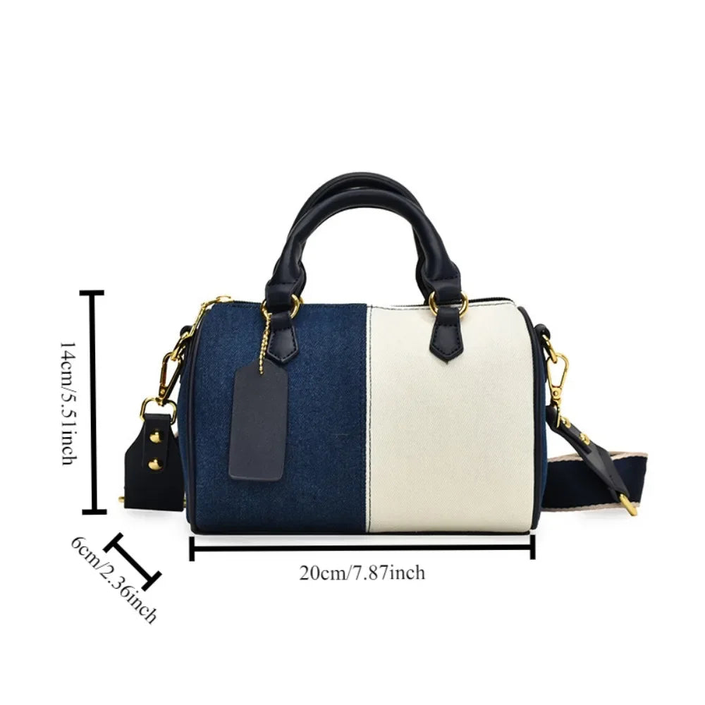 Colorblock Mini Boston Bag – Patchwork Crossbody Handbag
