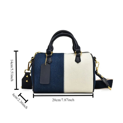 Colorblock Mini Boston Bag – Patchwork Crossbody Handbag