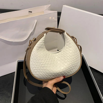 Woven Lattice Crossbody Shoulder Bag for Women – PU Leather