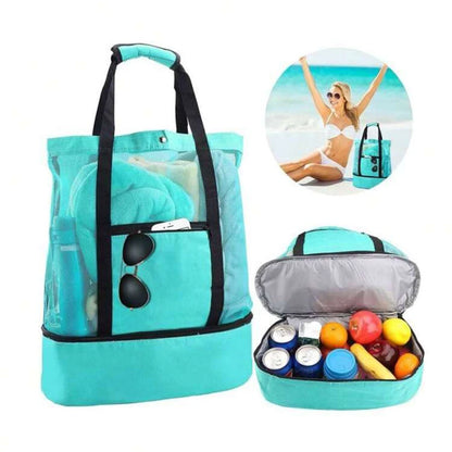 Large Mesh Beach Tote Bag with Waterproof Bottom