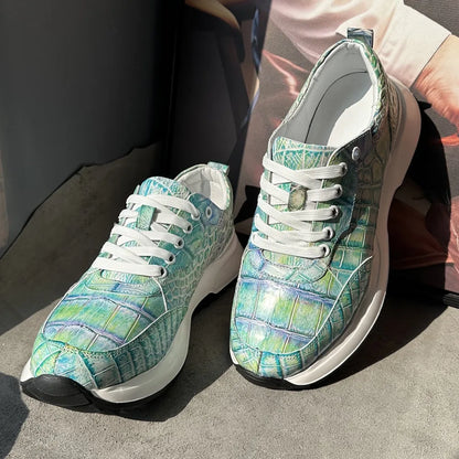 Crocodile Leather Hand-Painted Aurora Sneakers for Men