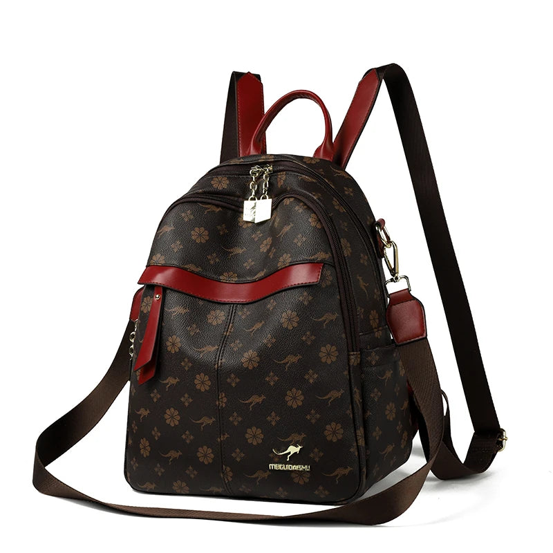 Leather Travel Backpack for Women – Large Capacity Luxury Shoulder Bag