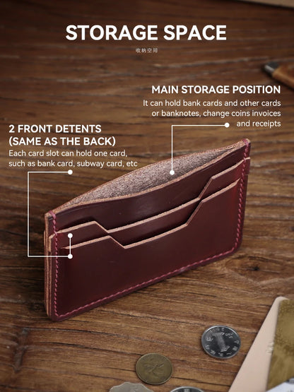 Slim Handmade Leather Card Wallet with Coin Pocket