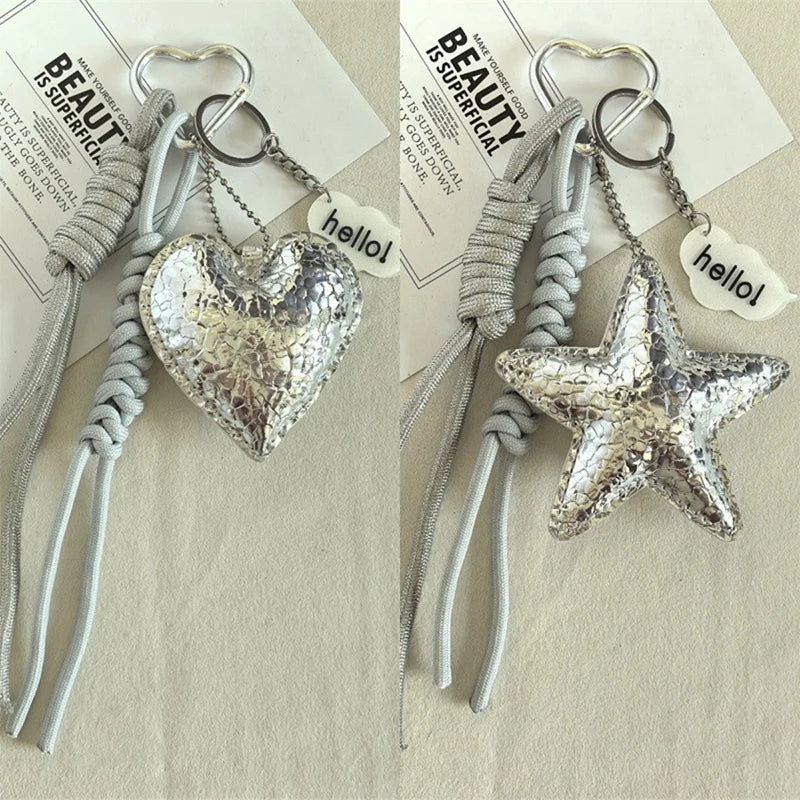 Y2K Star Keychain & Bag Charm – Leather Rope Pendant Keyring