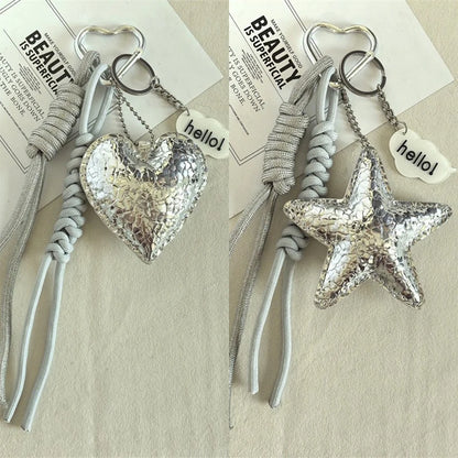 Y2K Star Keychain & Bag Charm – Leather Rope Pendant Keyring