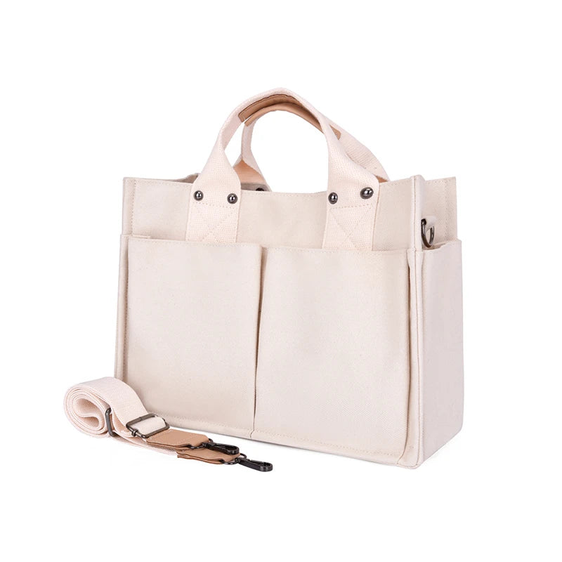 Simple Fashion Shoulder Bags For Women 2022 New Handbags Waterproof Nylon Canvas Tote Bag With Pockets Crossbody Lunch Bag Bolso