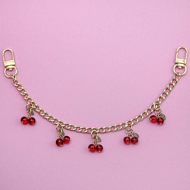 Zinc Alloy Cherry Pendant Bag Chain – Detachable Handbag Extension