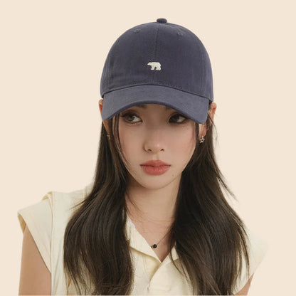 Bear Embroidered Baseball Cap – Unisex Wide Brim Dad Hat
