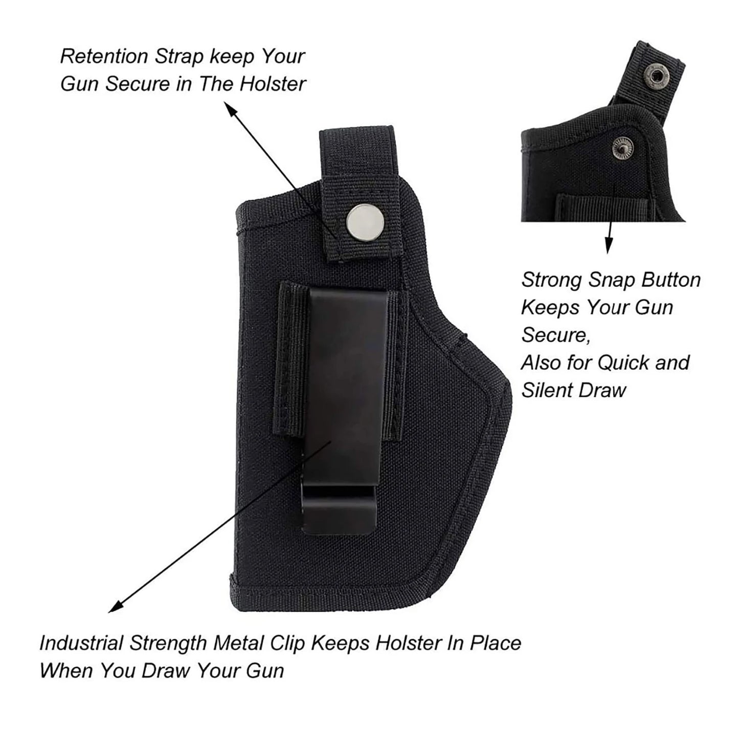 Universal Concealed Carry Holster – Nylon IWB/OWB Belt Holster for Pistols