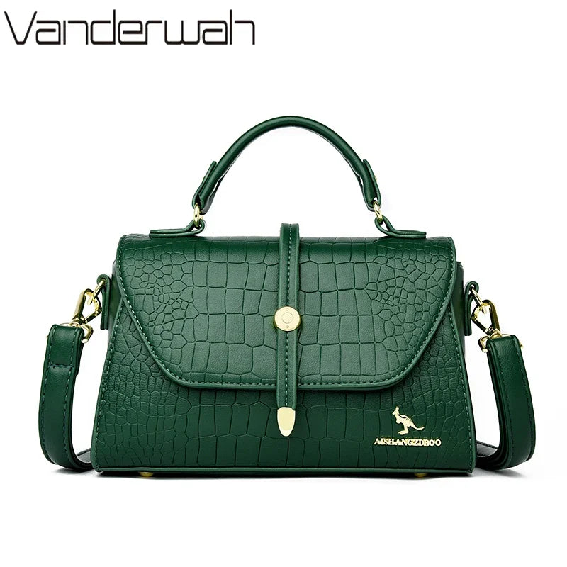 Crocodile Pattern Leather Crossbody Bag for Women