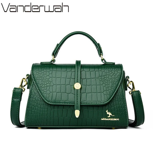 Crocodile Pattern Leather Crossbody Bag for Women