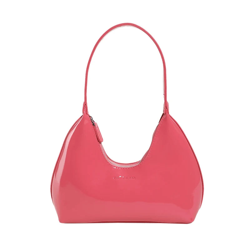 Moods French Style Single Shoulder Bags Women Dazzling Color Patent Leather Underarm Bag Luxury