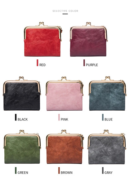 Women's Retro Kiss-Lock Coin Purse with Multi-Card Slots