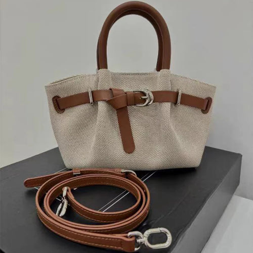 Canvas Belt Buckle Tote Bag – Large Capacity
