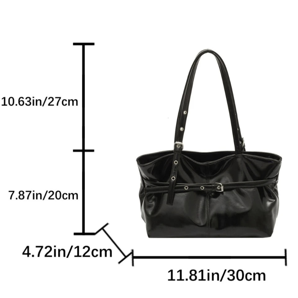 Retro Leather Tote Bag – Women's Large Capacity Shoulder Handbag
