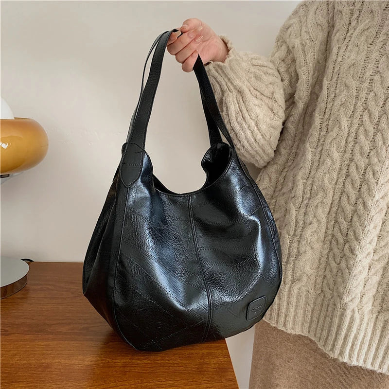 Large Soft PU Leather Hobo Shoulder Bag for Women