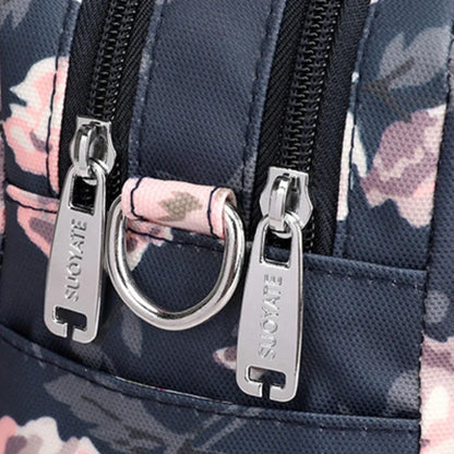 Floral Nylon Crossbody Bag – Women's Multi-Pocket Shoulder Bag