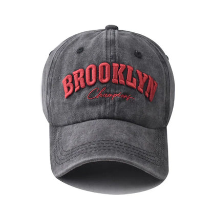 Brooklyn Embroidered Baseball Cap – Retro Washed Cotton Hat