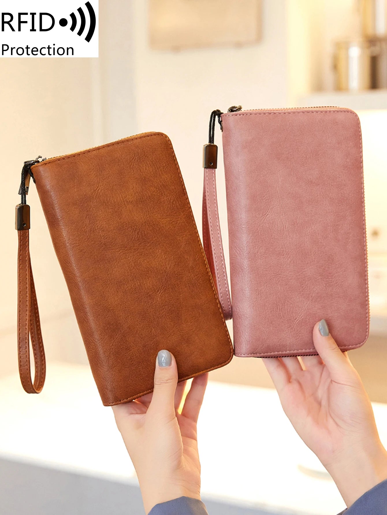 RFID Blocking Women's Animal Print Accordion Wallet Wristlet