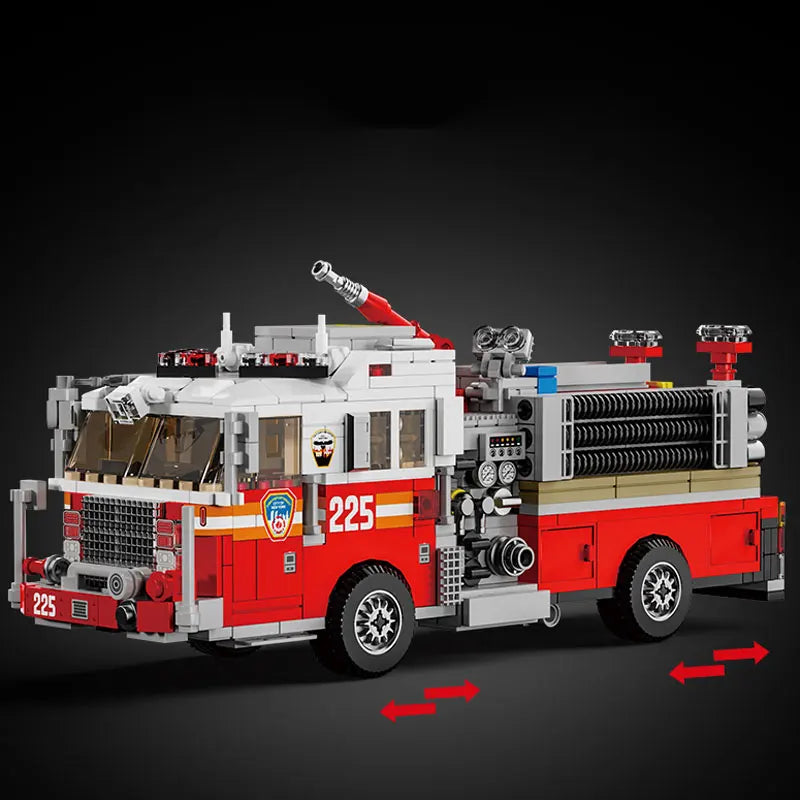 Fire Truck Building Blocks Set – City Rescue Vehicle MOC Model