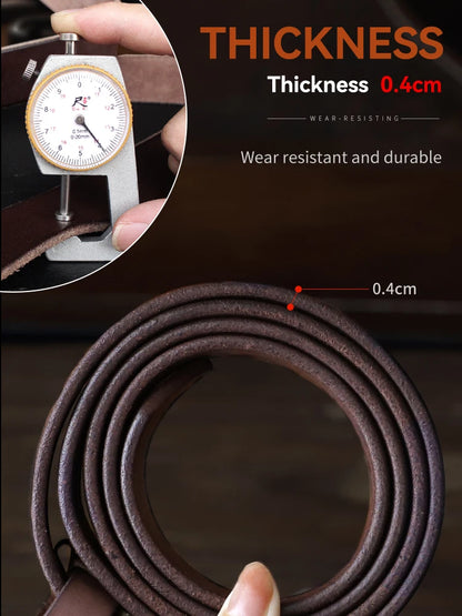 Genuine Leather Men's Belt with Brass Buckle – Handmade Cowhide