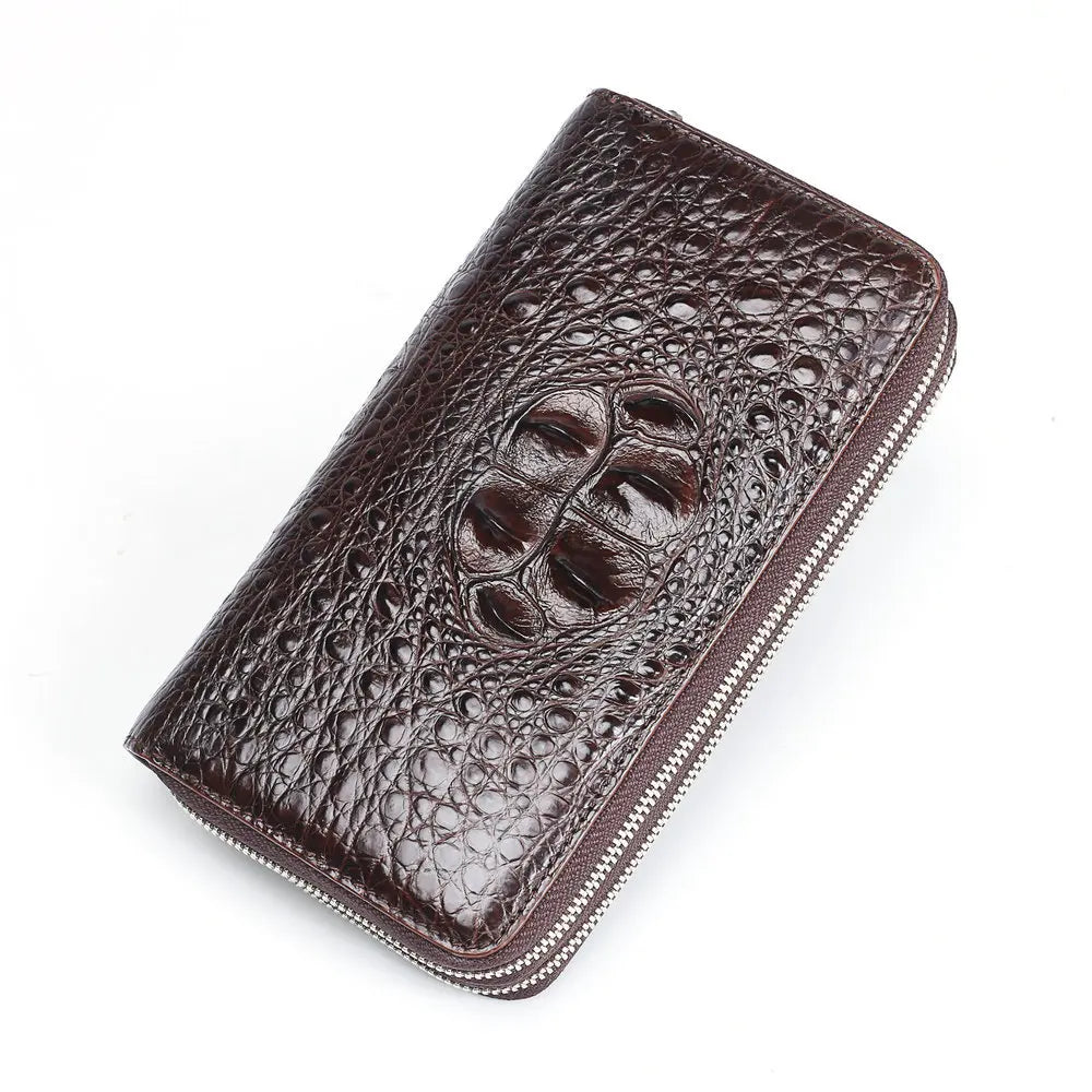 Crocodile Leather Men's Clutch – Double Zipper Business Handbag