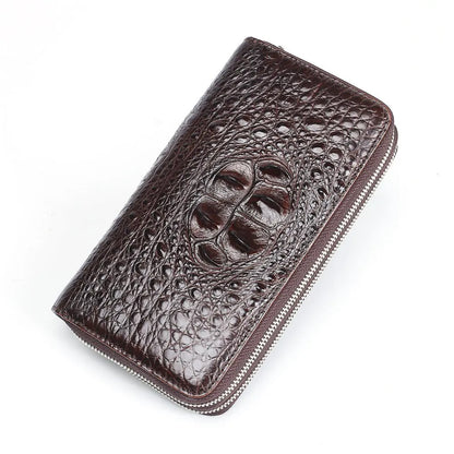 Crocodile Leather Men's Clutch – Double Zipper Business Handbag