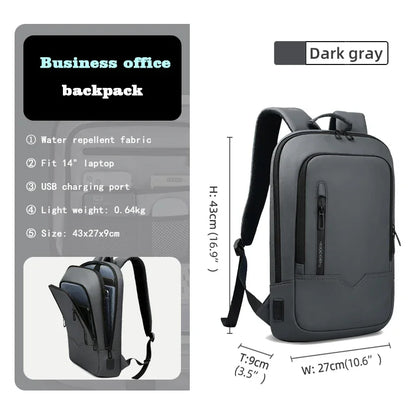 Slim Laptop Backpack for Men – 15.6" Waterproof Business Bag with USB Charging