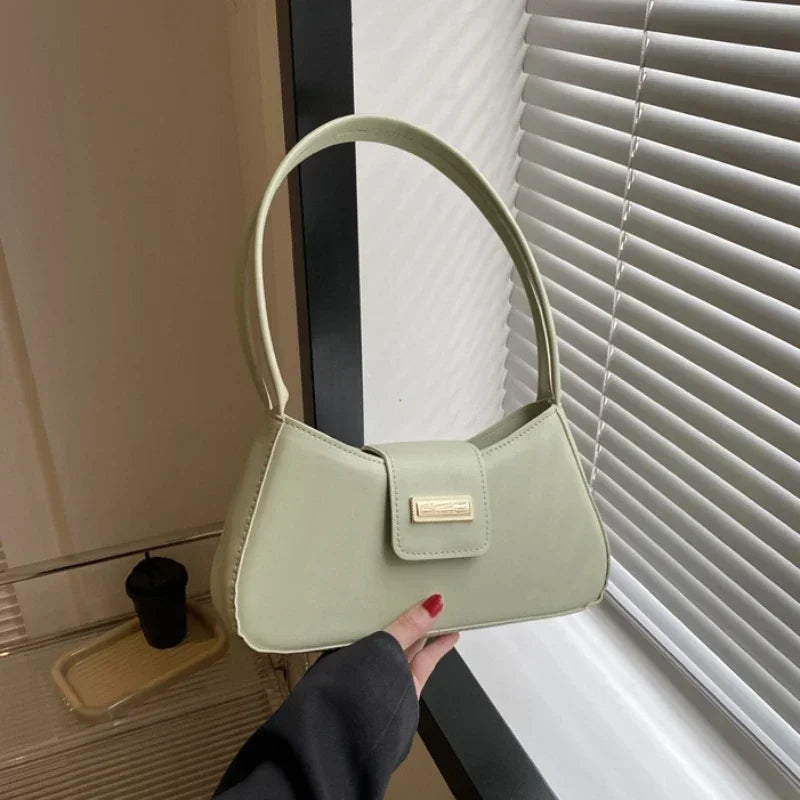 Minimalist Shoulder Bag for Women – Small Buckle Underarm Handbag